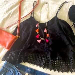 Black Crop Top Tank Top